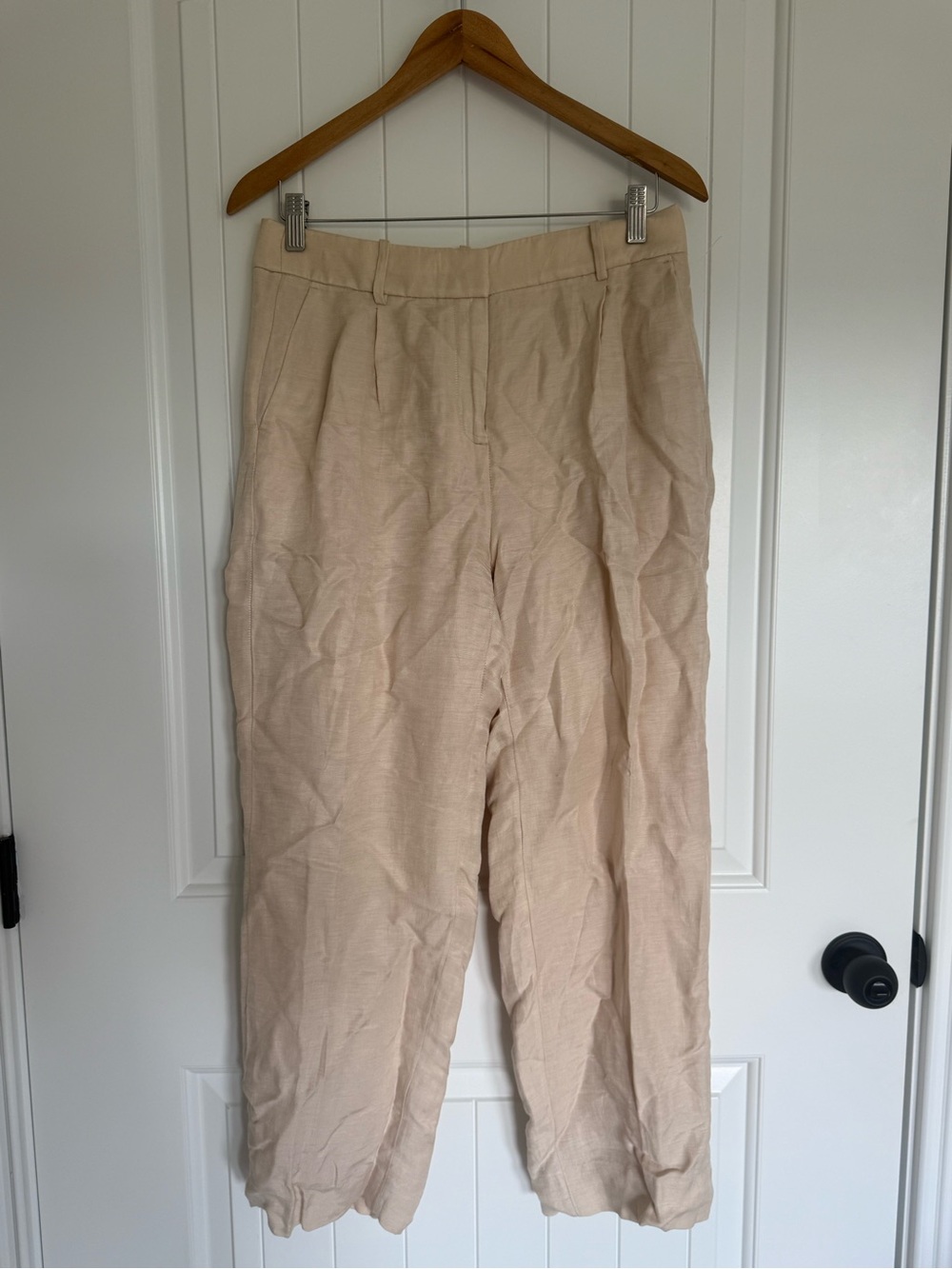 J.Crew Linen-Cupro Blend Pleated Wide-Leg Trousers Tan Beige High Rise Size 6